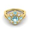 Aquamarine Yellow Gold Cluster Engagement Ring Madonna