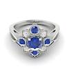 Blue Sapphire White Gold Cluster Engagement Ring Madonna