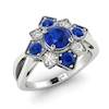 Blue Sapphire White Gold Cluster Engagement Ring Madonna