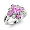 Pink Sapphire White Gold Cluster Engagement Ring Madonna