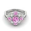 Pink Sapphire White Gold Cluster Engagement Ring Madonna