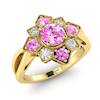 Pink Sapphire Yellow Gold Cluster Engagement Ring Madonna