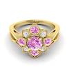 Pink Sapphire Yellow Gold Cluster Engagement Ring Madonna