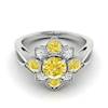 Yellow Sapphire White Gold Cluster Engagement Ring Madonna