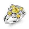 Yellow Sapphire White Gold Cluster Engagement Ring Madonna