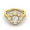 White Sapphire Yellow Gold Cluster Engagement Ring Madonna
