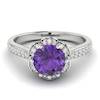 Amethyst White Gold Brilliant Cut Engagement Ring Rosebud