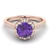 Amethyst Rose Gold Brilliant Cut Engagement Ring Rosebud