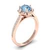 Aquamarine Rose Gold Brilliant Cut Engagement Ring Rosebud