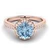 Aquamarine Rose Gold Brilliant Cut Engagement Ring Rosebud