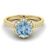 Aquamarine Yellow Gold Brilliant Cut Engagement Ring Rosebud