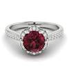 Garnet Ring White Gold Brilliant Cut Rosebud