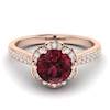 Garnet Ring Rose Gold Brilliant Cut Rosebud