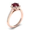 Garnet Ring Rose Gold Brilliant Cut Rosebud