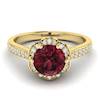 Garnet Ring Yellow Gold Brilliant Cut Rosebud