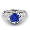 Blue Sapphire White Gold Brilliant Cut Engagement Ring Rosebud