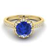 Blue Sapphire Yellow Gold Brilliant Cut Engagement Ring Rosebud
