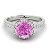 Pink Sapphire White Gold Brilliant Cut Engagement Ring Rosebud