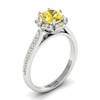 Yellow Sapphire White Gold Brilliant Cut Engagement Ring Rosebud