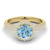 Aquamarine Yellow Gold Halo Engagement Ring Whirlpool