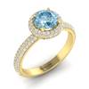 Aquamarine Yellow Gold Halo Engagement Ring Whirlpool