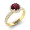 Garnet Ring Yellow Gold Halo Whirlpool