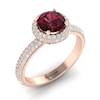 Garnet Ring Rose Gold Halo Whirlpool