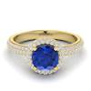 Blue Sapphire Yellow Gold Halo Engagement Ring Whirlpool