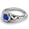 5mm Blue Ceylon Sapphire on 18k White Gold with Accent Diamonds