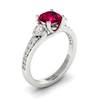 18k White Gold Ruby and Diamonds Three Stone Engagement Ring Sorento