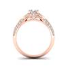 Diamond Halo Engagement Ring Meneka with Double Diamond Channels in Rose Gold 
