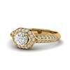 Yellow Gold Diamond Halo Engagement Ring Meneka with Double Diamond Channels