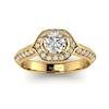 Yellow Gold Diamond Halo Engagement Ring Meneka with Double Diamond Channels