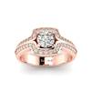 Diamond Halo Engagement Ring Dragoneye with Double Diamond Channels in Rose Gold 