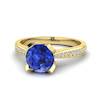 Yellow Gold Blue Sapphire Floral Engagement Ring Tulip