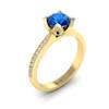Yellow Gold Blue Sapphire Floral Engagement Ring Tulip
