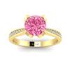 Yellow Gold Pink Sapphire Floral Engagement Ring Tulip