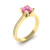 Yellow Gold Pink Sapphire Floral Engagement Ring Tulip