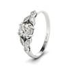Diamond Victorian Engagement Ring Roses in White Gold 
