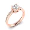 Brilliant Cut Diamond Engagement Ring Seychelles with Diamond Accented Prongs in Rose Gold 