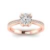 Brilliant Cut Diamond Engagement Ring Seychelles with Diamond Accented Prongs in Rose Gold 