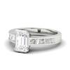 White Sapphire Emerald cut Engagement Ring Messardi in White Gold 