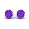 Amethyst White Gold Coated Braid Round Stud Earrings