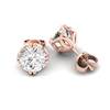 White Sapphire Earrings Rose Gold Braid Round Design