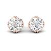 White Sapphire Earrings Rose Gold Braid Round Design