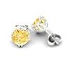 Yellow Sapphire Earrings White Gold Braid Round Design