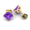 Amethyst Yellow Gold Coated Braid Square Stud Earrings