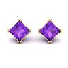 Amethyst Yellow Gold Coated Braid Square Stud Earrings