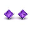 Amethyst White Gold Coated Braid Square Stud Earrings