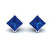 Blue Sapphire Earrings Sterling Silver Braid Square Design